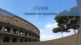  Presentation with rome italy - Audience pleasing presentation theme consisting of famous-colosseum-or-coliseum backdrop and a light blue colored foreground