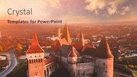  Presentation with dawn - PPT layouts featuring famous-corvin-castle-at-dawn background and a lemonade colored foreground