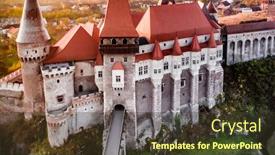  Presentation with sunset - Presentation with famous-corvin-castle-at-sunset background and a tawny brown colored foreground