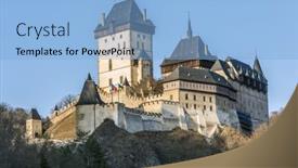  Presentation with czech republic - Slide deck with famous-czech-medieval-castle background and a light blue colored foreground