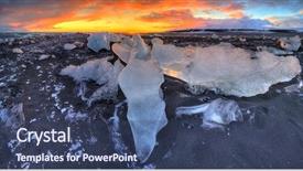  Presentation with fire ice - Presentation theme having famous diamond beach ice background and a ocean colored foreground