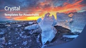  Presentation with fire ice - Audience pleasing PPT theme consisting of famous diamond beach ice backdrop and a ocean colored foreground