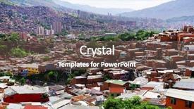  Presentation with colombia - Slide deck with famous district 13 of medellin background and a tawny brown colored foreground