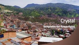  Presentation with colombia - Slides enhanced with famous district 13 of medellin background and a tawny brown colored foreground