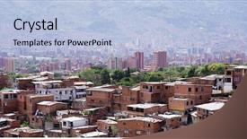  Presentation with colombia - Colorful presentation enhanced with famous district 13 of medellin backdrop and a light blue colored foreground
