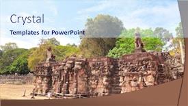  Presentation with unesco - Colorful presentation theme enhanced with famous-elephant-terrace-in-angkor backdrop and a sky blue colored foreground