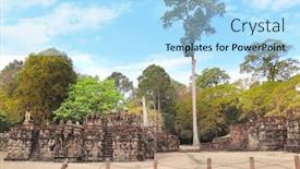 Presentation with unesco - Slides consisting of famous-elephant-terrace-in-angkor background and a light blue colored foreground