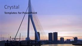  Presentation with erasmus - Theme consisting of famous-erasmus-suspension-bridge background and a light blue colored foreground