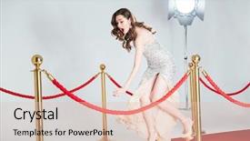  Presentation with red carpet - Theme enhanced with famous failures - charming woman falling on red background and a lemonade colored foreground