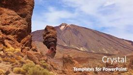  Presentation with volcano - Audience pleasing presentation theme consisting of famous finger of god rock at volcano teide in tenerife island - canary spain backdrop and a tawny brown colored foreground