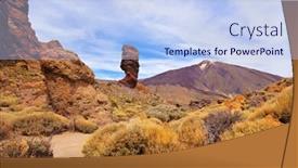  Presentation with volcano - Slide deck having famous finger of god rock at volcano teide in tenerife island - canary spain background and a light blue colored foreground