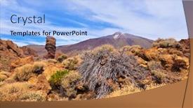  Presentation with god - Cool new presentation design with famous finger of god rock at volcano teide in tenerife island - canary spain backdrop and a light blue colored foreground