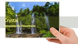  Presentation with ubud bali indonesia sep 5 - Amazing PPT theme having famous frame - hand and sekumpul waterfall backdrop and a tawny brown colored foreground