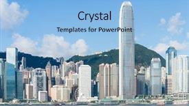  Presentation with hong kong city day - Slides enhanced with famous frame - hong kong cityscape at day background and a light blue colored foreground