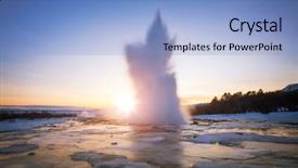  Presentation with iceland location famous place kirkjufellsfoss - Amazing slide deck having famous geysir in iceland backdrop and a light blue colored foreground