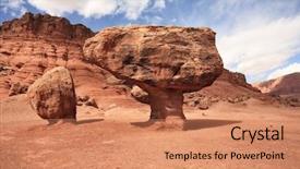  Presentation with sun desert - Amazing slide set having famous giant mushroom of red sandstone and dazzling sun american desert backdrop and a coral colored foreground