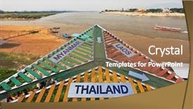  Presentation with mekong - Amazing presentation theme having famous golden triangle place backdrop and a coral colored foreground