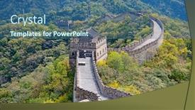 Presentation with great wall travelling - Beautiful PPT theme featuring famous-great-wall-of-china backdrop and a ocean colored foreground