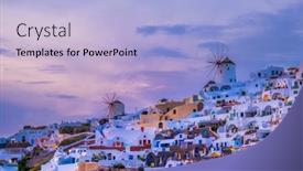  Presentation with greek - Amazing theme having famous-greek-iconic-picturesque-tourist backdrop and a light blue colored foreground