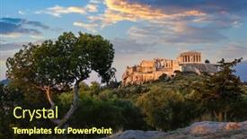  Presentation with tourist - Amazing slides having famous-greek-tourist-landmark backdrop and a wine colored foreground