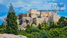  Presentation with greek - PPT theme enhanced with famous-greek-tourist-landmark background and a light blue colored foreground