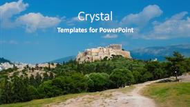 Presentation with hill - Amazing slide set having famous-greek-tourist-landmark backdrop and a teal colored foreground