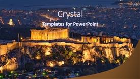  Presentation with tourist - Slide deck enhanced with famous-greek-tourist-landmark background and a ocean colored foreground