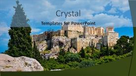  Presentation with greek - Amazing slide deck having famous-greek-tourist-landmark backdrop and a light blue colored foreground