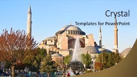  Presentation with church camp - Presentation theme having famous hagia sophia church background and a light blue colored foreground