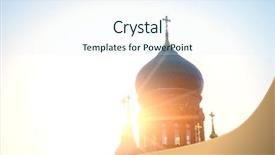  Presentation with sunny sky - Cool new PPT theme with famous harbin sophia cathedral backdrop and a sky blue colored foreground