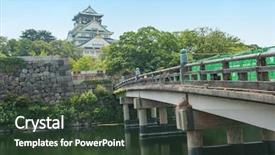  Presentation with japan castle - Audience pleasing presentation theme consisting of  backdrop and a  colored foreground