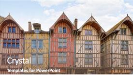  Presentation with old - Slide set having famous historic half-timbered houses background and a coral colored foreground