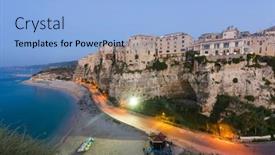  Presentation with resort - Theme featuring famous-historical-sea-resort-town background and a  colored foreground