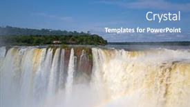  Presentation with falls - Cool new PPT theme with famous-iguazu-falls backdrop and a teal colored foreground
