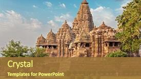  Presentation with india temple - Theme with famous indian madhya pradesh tourist background and a tawny brown colored foreground
