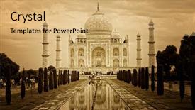  Presentation with taj mahal - PPT theme with famous indian monument taj mahal background and a coral colored foreground