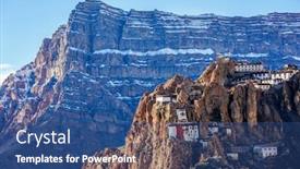  Presentation with himachal pradesh - Theme with famous-indian-tourist-landmark-dhankar background and a ocean colored foreground