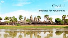  Presentation with khmer - Audience pleasing presentation theme consisting of famous-khmer-ancient-temple-complex backdrop and a arctic colored foreground