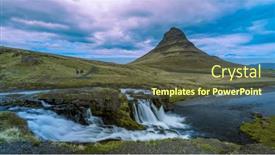  Presentation with iceland location famous place kirkjufellsfoss - Theme having famous-kirkjufell-mountain-with-kirkjufellsfoss background and a tawny brown colored foreground