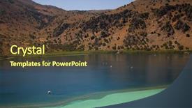  Presentation with crete island - Audience pleasing PPT theme consisting of famous kournas lake in the greek island of crete backdrop and a tawny brown colored foreground