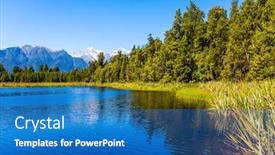  Presentation with new zealand - Slide set featuring famous-lake-matheson-reflects-mount background and a teal colored foreground