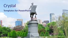  Presentation with george washington - Slide deck having famous landmark in boston background and a sky blue colored foreground