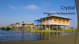  Presentation with lake - Slide deck enhanced with famous landmark in myanmar burma background and a  colored foreground