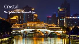  Presentation with illuminated - PPT theme having famous landmark of chengdu - anshun background and a wine colored foreground