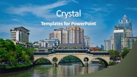  Presentation with cable stayed bridge over river - Audience pleasing presentation consisting of famous landmark of chengdue - anshun backdrop and a teal colored foreground