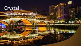  Presentation with illuminated - Slides featuring famous landmark of chengdue - anshun background and a wine colored foreground