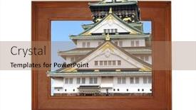  Presentation with osaka - Presentation design consisting of famous-landmark-of-osaka-japanese background and a coral colored foreground