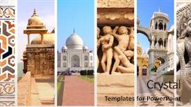  Presentation with women india - Audience pleasing presentation consisting of famous landmarks of india backdrop and a coral colored foreground
