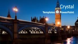  Presentation with parliament - PPT theme with famous-landmarks-of-london background and a ocean colored foreground