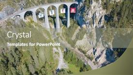  Presentation with winter in the swiss alps - Colorful presentation theme enhanced with famous-landwasser-viaduct-nearby-filisur backdrop and a gray colored foreground
